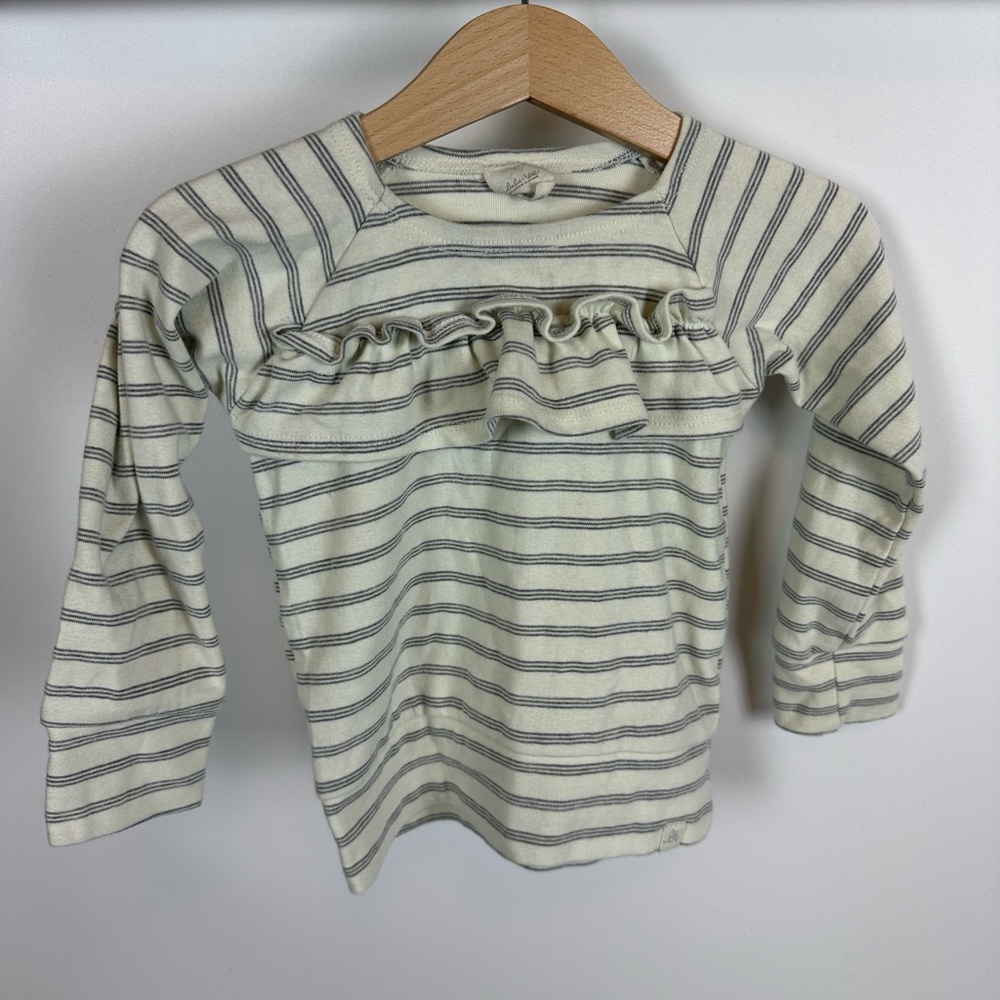 Lulu & Roo Toddler Long Sleeve Ruffle Shirt Size 18-24M Stripes‎ Striped Beach
